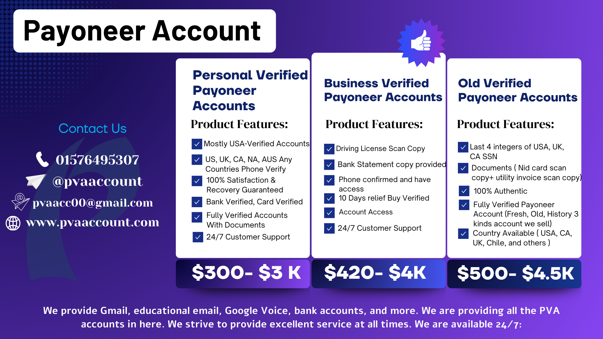 Buy Payoneer Account